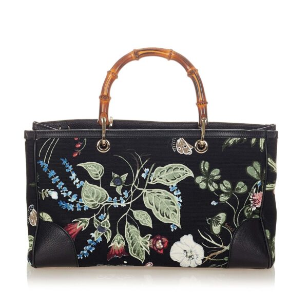 Gucci Flora Knight Bamboo Shopper Canvas Satchel | Luna Bags