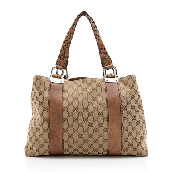 Gucci GG Canvas Bamboo Bar Medium Tote - FINAL SALE | Luna Bags
