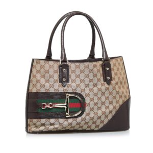 Gucci GG Canvas Hasler Web Tote Bag (SHG-aUSmg4) | Luna Bags