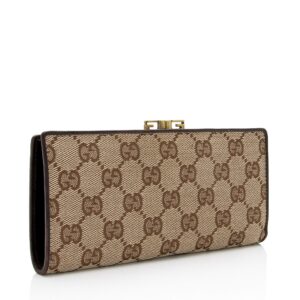 Gucci GG Canvas Kiss Lock Continental Wallet (SHF-xUmEf6) | Luna Bags