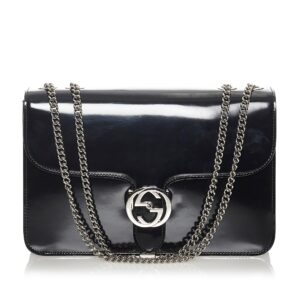 Gucci Interlocking G Chain Patent Leather Shoulder Bag | Luna Bags