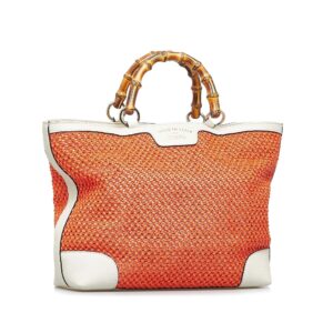 Gucci Large Raffia Bamboo Shopper Tote (SHG-BjufB6) | Luna Bags
