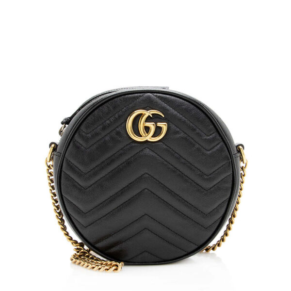 Gucci Matelasse Leather GG Marmont Round Mini Shoulder Bag | Luna Bags