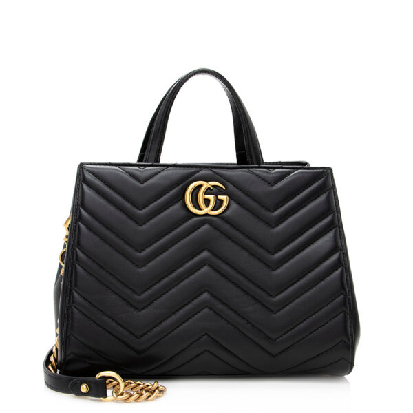 Gucci Matelasse Leather GG Marmont Top Handle Small Satchel | Luna Bags