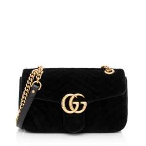 Gucci Matelasse Velvet GG Marmont Small Shoulder Bag | Luna Bags