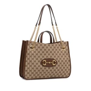 Gucci Medium GG Canvas 1955 Horsebit Chain Tote (SHG-NytGs4) | Luna Bags