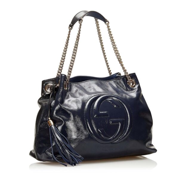 Gucci Medium Patent Leather Soho Chain Tote (SHG-6iuy6S) | Luna Bags