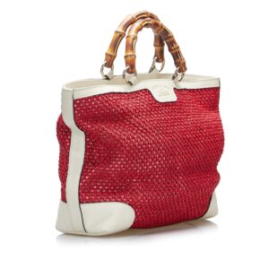 Gucci Medium Raffia Bamboo Shopper Tote (SHG-aDj1hs) | Luna Bags