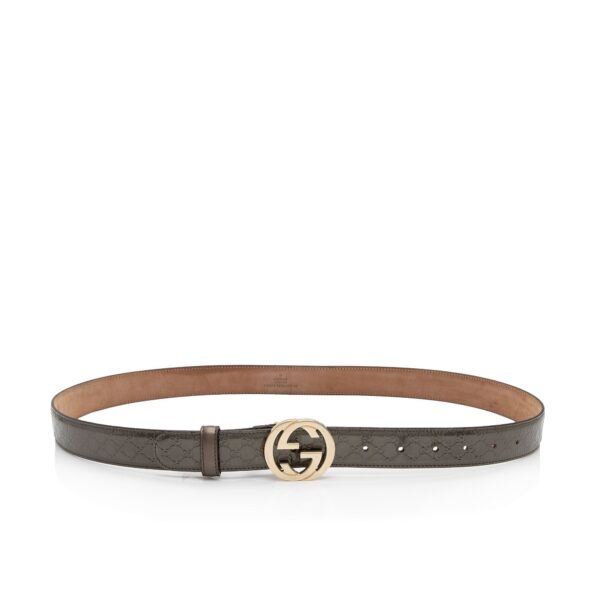 Gucci Patent Leather Microguccissima Interlocking G Narrow Belt - Size 40 / 100 (SHF-UcAdV9) | Luna Bags