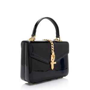 Gucci Patent Leather Sylvie 1969 Top Handle Mini Satchel (SHF-LRHVS4) | Luna Bags