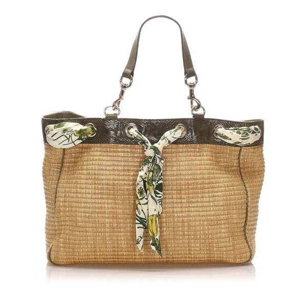 Gucci Positano Scarf Raffia Tote Bag (SHG-15370) | Luna Bags