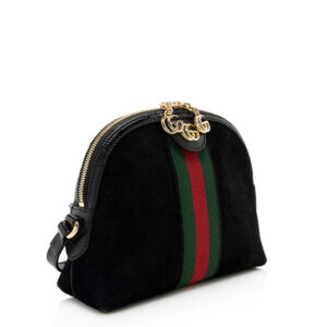 Gucci Suede Patent Leather Ophidia Dome Small Shoulder Bag (SHF-19215) | Luna Bags