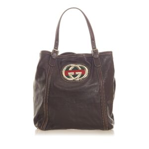 Gucci Web Britt Leather Tote Bag (SHG-20141) | Luna Bags
