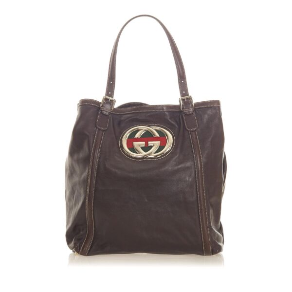 Gucci Web Britt Leather Tote Bag (SHG-20141) | Luna Bags