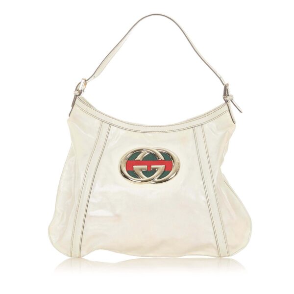 Gucci Web Britt Patent Leather Shoulder Bag | Luna Bags