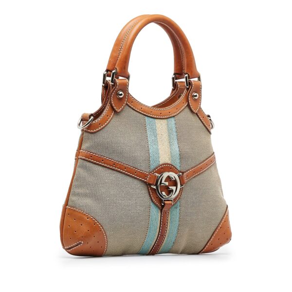 Gucci Web Canvas Reins Satchel (SHG-wUoDp0) | Luna Bags