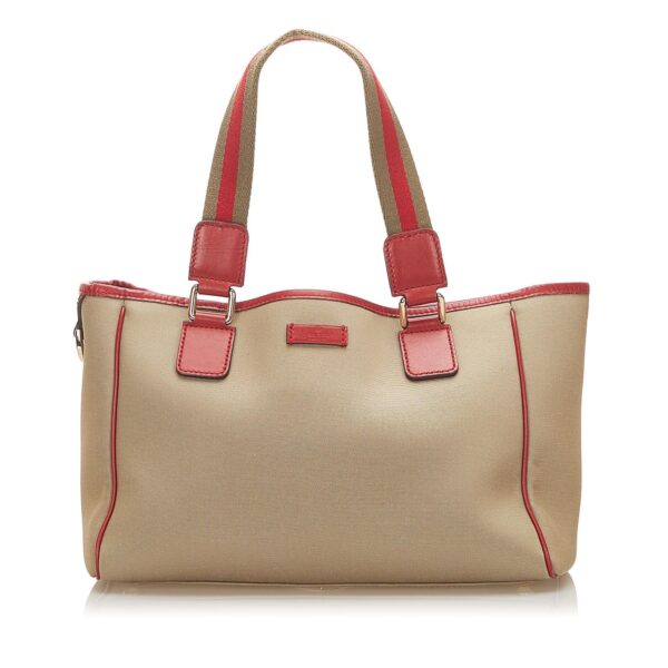 Gucci Web Canvas Tote Bag (SHG-18978) | Luna Bags