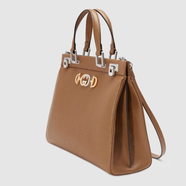 Gucci Zumi Handbag Women's Beige MEDIUM Full Grain Calf-Skin Leather Shoulder Bag (GG2054-B) | Luna Bags