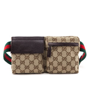 Gucci Beige GG Monogram Canvas Web Belt Bag | Luna Bags