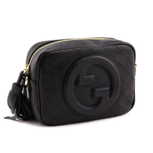 Gucci Black Calfskin Diagonal Stitched Small Blondie Crossbody | Luna Bags