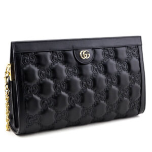 Gucci Black Calfskin GG Matelasse Medium Slim Chain Shoulder Bag | Luna Bags