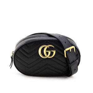 Gucci Black Calfskin Matelasse GG Marmont Belt Bag | Luna Bags