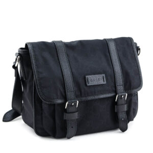 Gucci Black Nylon Monogram Double Buckle Small Messenger Bag | Luna Bags