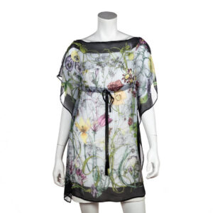 Gucci Black Silk Chiffon Flora Swim Cover-Up | Luna Bags