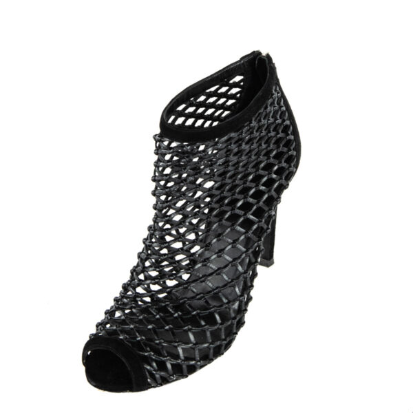 Gucci Black Suede & Leather Caged Peep Toe Booties Size US 10 | EU 40 | Luna Bags