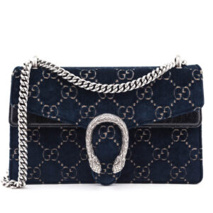 Gucci Dark Blue Velvet GG Monogram Small Dionysus Shoulder Bag | Luna Bags
