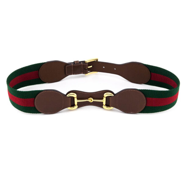Gucci Green & Red Web Horsebit Waist Belt Size S | Luna Bags