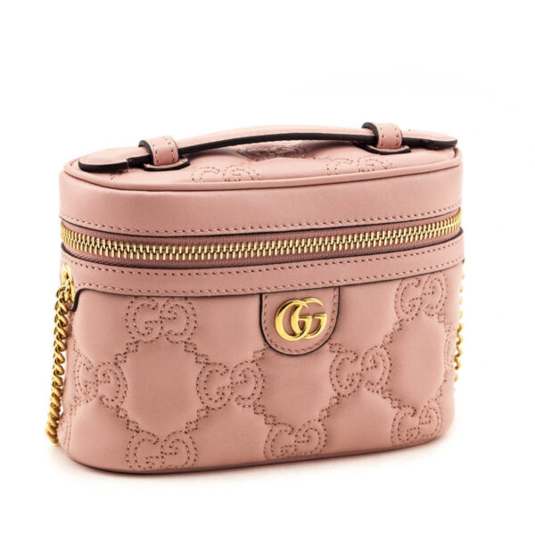 Gucci Light Pink GG Matelasse Calfskin Mini Top Handle Bag | Luna Bags