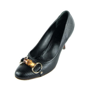 Gucci Black Leather Bamboo Horsebit Pumps Size US 7.5 | EU 37.5 | Luna Bags