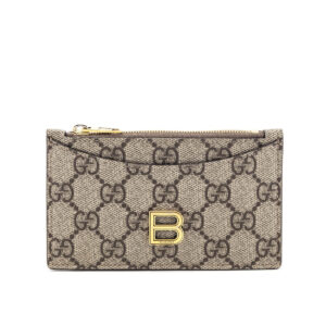 Gucci x Balenciaga Beige GG Supreme Monogram Zip Card Case | Luna Bags
