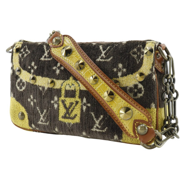 LOUIS VUITTON Shoulder Bag M92710 Velvet, Leather Brown Studs Trompe l'oeil Pochette Accessory | Luna Bags