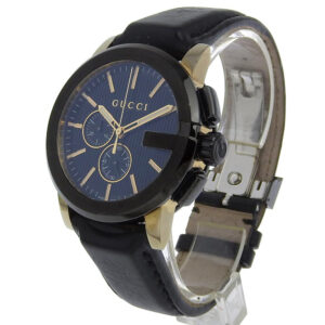 GUCCI Watches Quartz 101.2 Stainless Steel , Embossed Leather black G Chrono black dial | Luna Bags