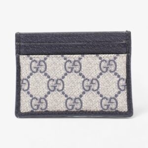 Gucci Card Holder Beige And Navy GG Supreme Coated Canvas | Luna Bags