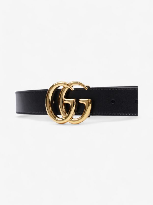 Gucci GG Marmont Thin Belt Black / Gold Leather 85cm / 34" | Luna Bags