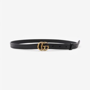 Gucci GG Marmont Thin Belt Black / Gold Leather 105cm / 42" | Luna Bags