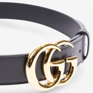 Gucci GG Marmont Belt Black / Gold Leather 70cm / 28" | Luna Bags