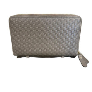 Gucci Microguccissma Double Zip Wallet Bag Gray | Luna Bags