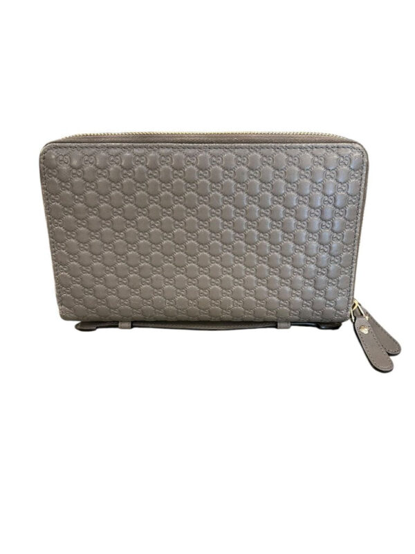 Gucci Microguccissma Double Zip Wallet Bag Gray | Luna Bags