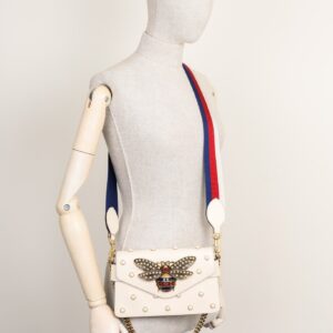 GUCCI Broadway Pearly Bee Bag White | Luna Bags