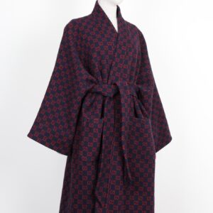 GUCCI Bathrobe Coat Wool GG Logo Blue  Red | Luna Bags