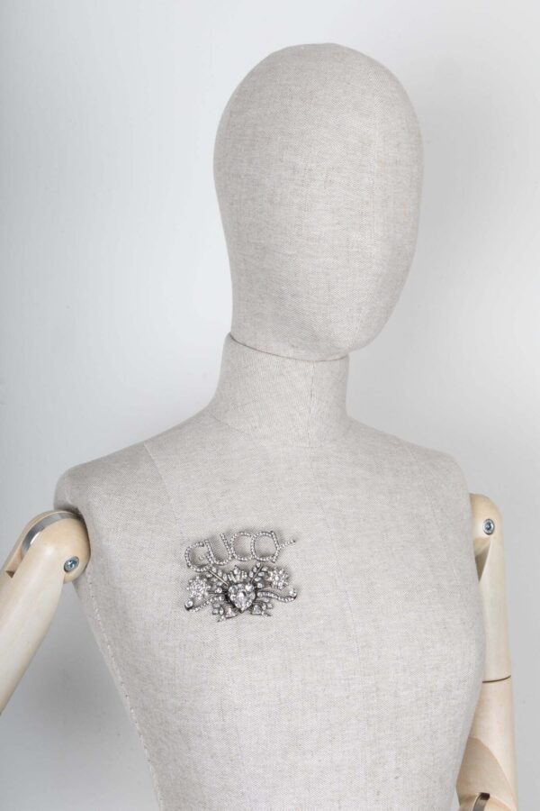 GUCCI Strass Guccy Brooch Silver | Luna Bags