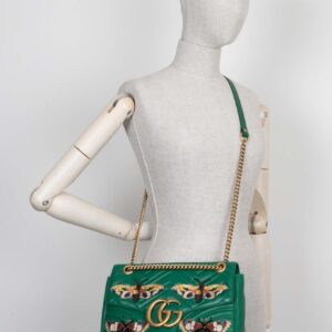 GUCCI Butterfly Marmont Bag Leather Green | Luna Bags