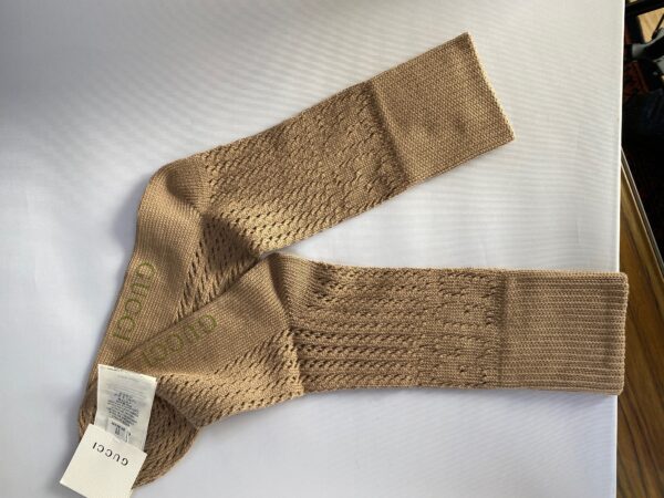 Gucci Boutique Knit Socks with GG Logos in Beige | Luna Bags