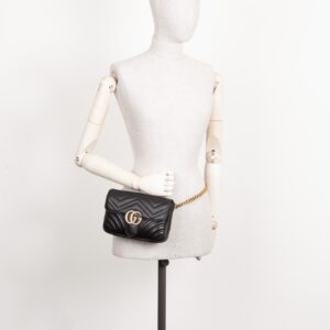 GUCCI Marmont Chain Belt Bag Black | Luna Bags