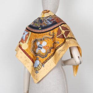 HERMES Reve D'Australie 90 Scarf Silk Butter Brown | Luna Bags
