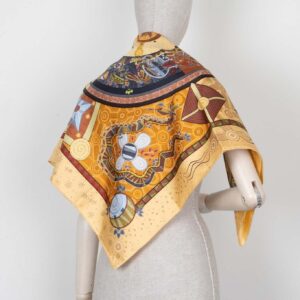 HERMES Reve D'Australie 90 Scarf Silk Butter Brown | Luna Bags